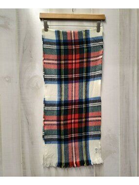Vintage Currie Fringed Wool Scarf, Scottish Stewart Dress Tartan, 12" x 58"